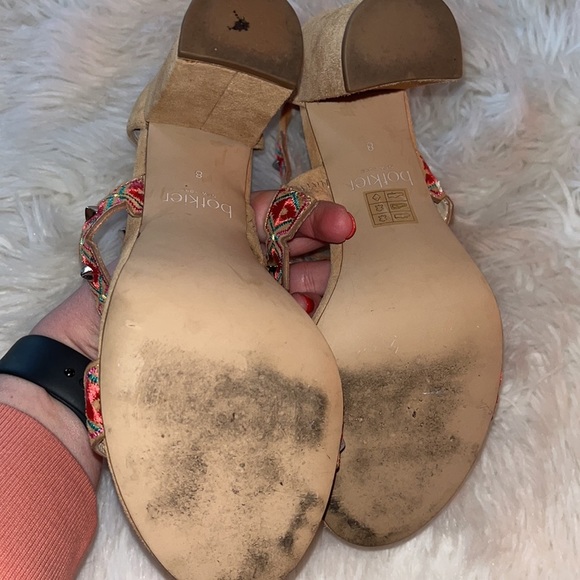 Botkier Gigi Sandals Suede Embellished Pink Studded Block Heel Sz 8 - Picture 8 of 9